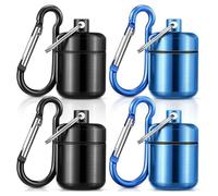 Bosiyrggrl 4 Pack Ear Plug Carrying Case Keychain, Portable Keychain Pill Holder Case, Waterproof Metal Earplug Case Pill Container