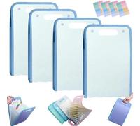 Bosiyrggrl 4PCS Extended Waterproof Folder, Vertical File Manager with Handle 13 Pocket A4 Multi-Page Portable Office Folders B