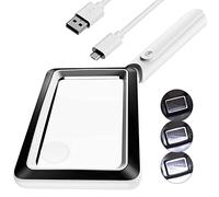 Bosiyrggrl 4X Rechargeable Magnifying Glass with Light 20LEDs, Handheld Rectangular Page Lighted Magnifier, 3 Brightness Modes