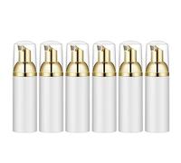 Bosiyrggrl 50ML/1.7Oz Foam Bottle with Gold Pump, 6Pcs, Empty Travel Foaming Dispensers for Soap, Shampoo, Gold+White