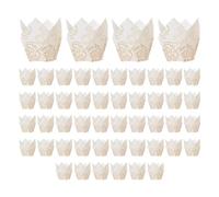 Bosiyrggrl 50PCS Newspaper Style Cupcake Liner Baking Cup for Wedding Party Tulip Muffin Cupcake Paper Cup Oilproof Cake Easy Install B