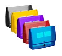 Bosiyrggrl 5Pack A4 Plastic File Wallet Envelope Expanding File Folder& Label Pocket Clear Colored Waterproof for Office Home
