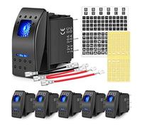 Bosiyrggrl 6 Piece 5-Pin SPST Rocker Switch, 20A/12V 10A/24V Toggle Switch Yacht Switch 5P ABS+Metal for Trucks, Boats, Cars and Motorcycles