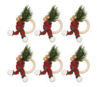 Bosiyrggrl 6pcs Napkin Rings,Pinecone Napkin Rings Holders,Pinecone Napkin Buckles with Gold Bead,Dining Table Setting Decoration A