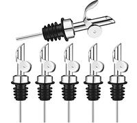 Bosiyrggrl 6Pcs Stainless Steel Auto Flip Olive Oil Dispenser Spout Balsamic Alcohol Pourer (Silver)
