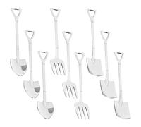 Bosiyrggrl 9 Pieces Shovel Spoon Fork Shovel Coffee Spoon Shovel Handle Dessert Spoon Ice Cream Spoon Shovel Shape Fork Fruit Fork