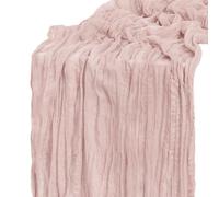 Bosiyrggrl 90x300CM Cheese Cloth Tablecloth Light Pink Bohemian Gauze Tablecloth Long Retro Transparent Tablecloth