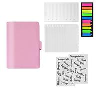 Bosiyrggrl A6 Pink Money Notebook Organizer for Saving Book Saving Binder with Cash Envelopes Include 200 Neon Markers