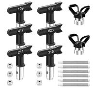 Bosiyrggrl Airless Paintsprayer Set, 6 Double Sided Paint Spraynozzles, 6 Airless Paint Spraygunfilters & 2 Nozzle Tip Guards