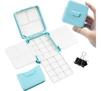 Bosiyrggrl Artist's Watercolor Mini Palette Box with Two Extendable Palettes, Water Container, and Sturdy Metal Clip, 24 Slots