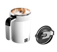 Bosiyrggrl Automatic Stirring Cup Stainless Steel Coffee Mug Rotating Magnetic Tumbler WHITE