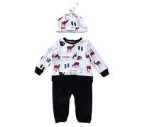 Bosiyrggrl Baby Cotton Clothing Long-Sleeved Printed Baby Clothes Romper Baby Jumpsuit Hat Set, 6-12M