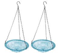 Bosiyrggrl Bird Flower Shaped Hanging Bird Feeder Birdbath for Garden Outdoor Decor,Bird Feeder Supplies Blue