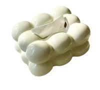 Bosiyrggrl Bubble Design Tissue Box Ceramic Paper Box Holder Paper Dispenser for Bathroom Dining Table Stylish Tissue Organizer Decorative Napkin D