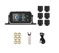 Bosiyrggrl Car RV Truck TPMS 6 Wheels Sensor Solar Tire Pressure Monitoring System 0-8Bar Car External TPMS Sensor