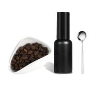 Bosiyrggrl Coffee Bean Dosing Cup and Sprays Bottle Set Ceramic Coffee Bean Container for Vessel Espressoy with 30ml Sprayer White