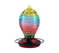 Bosiyrggrl Colorful Bird Waterer Bird Feeder Anti-Ant Hook Stained Glass Feeder Suitable for Outdoor Hanging