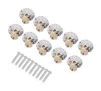 Bosiyrggrl Diamond Shape Crystal Glass 30mm Kitchen Cabinet Door Drawer Knob Cupboard Dresser Wardrobe Pull Handle with Screws, 10pcs Door Handle Gold