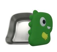 Bosiyrggrl Dinosaur-Themed Stainless Steel Snack Box with Silicone Lid for Fresh Food Storage