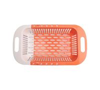 Bosiyrggrl Dish Rack Telescoping Plastic Draining Basket Sink Strainer Washing Vegetables Fruits Kitchen Orange White