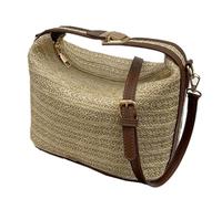 Bosiyrggrl Fashionable Straw -Body Bag and Versatile Shoulder Handbag High Guality Khaki Patchwork Brown
