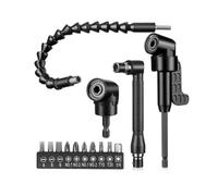 Bosiyrggrl Flexible Drill Bit Extension Set 14 Pieces 1/4 Inch Hex Bendable 105 Degree Right Angle 90 Degree