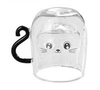 Bosiyrggrl Glass Cup Double Wall Transparent Drinkware 250ml Home Handle for Hot and Cold Milk Tea Juice Coffee Mug with Cute Cat Design A