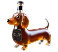Bosiyrggrl Glass Tumbler Dachshund Dog Whiskey Bottle, Reusable Liquor Flask Red Wine Bottle, 3D Sculpted Dachshund Shape Design Glassware B