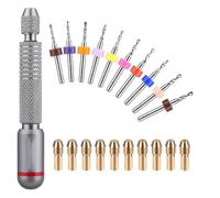 Bosiyrggrl Hand Drill Bits Set - 10Pcs Metal Mini Pin Vise Hand Drill Bits&10Pcs Micro-Type Chuck Collet for Jewelry Making Carving