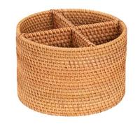 Bosiyrggrl Hand-Woven Storage Box, Handle Remote Control Basket, Mobile Phone Decorative Box, Home Office Storage Box Round
