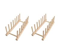 Bosiyrggrl Kitchen Dish Drain Rack Dinnerware Storage Organizer Plate Drying Shelf Wooden Book Cups Display Stand Drainer Holder B