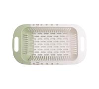 Bosiyrggrl Kitchen Dish Rack Telescoping Plastic Draining Basket Washing Vegetables Fruits Sink Strainer Green and White