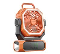 Bosiyrggrl LED Light Camping Fan 20000mAh Automatic Head Shaking 3 Speeds Desk Fan Remote Portable Rechargeable Outdoor Fan