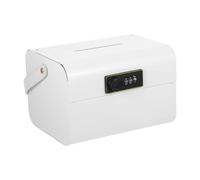 Bosiyrggrl Lockable Storage Box Small Cash Box with Combination Lock for,Home,School for Phone/Medicine Safe/Food Home/White