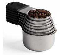 Bosiyrggrl Magnetic Measuring Cups Set Stainless Steel Measuring Cups for Dry and Liquid Ingredients (Black)