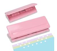 Bosiyrggrl Metal 6-Hole Punch Tool-Adjustable Design, Non-Slip Base, Includes Ruler& Hole Guide Puncher for A4/A5/A6 Paper, 6-Ring Binder Functionality B