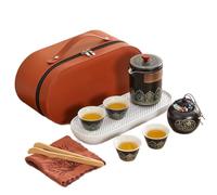 Bosiyrggrl Quick Tea Set Portable Travel Tea Set Ceramic Light Luxury Friends Gift Chinese Teapot and Cup Black