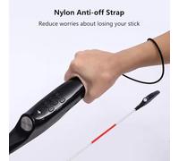 Bosiyrggrl Red Reflective Folding Guide Cane with Electronic Voice Obstacle Avoidance for Blind Cane for Blind People English Version