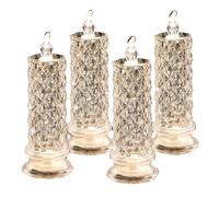 Bosiyrggrl Rose Shadow LED Flameless Candles, 4PCS Romantic Battery Operated Candles Led Pillar Candles for Valentines
