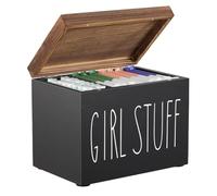 Bosiyrggrl Sanitary Napkin Holder Feminine Wood Container Box Lady Stuff Box for Bathroom Accessories for Bathroom, Sanitary Napkin Dispenser Black