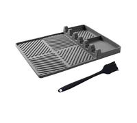 Bosiyrggrl Silicone Grill Mat, Silicone Bakeware Tool Mat, Spatula Mat for Outdoor Grill Kitchen Counter Gray