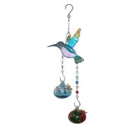 Bosiyrggrl Stained Glass Feeder Wind Chime Bird Water Feeder to Feed Birds Easy Install Easy to Use A