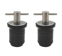 Bosiyrggrl T-Handle Twist Type Drain Plug Set- Stainless Steel 304 and Rubber 2pcs for 1" 25MM Drain Hole on Marine Boat Yacht Transom