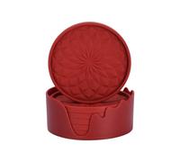 Bosiyrggrl Thread Coasters Heat- Coasters Food-Grade Silicone Round Coasters Tea Coasters Placemats(Wine Red)