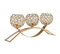 Bosiyrggrl Three-Head Arch Bridge Candle Holder European Crystal Model House Handicraft Table Decoration Candle Holder Easy to Use Gold