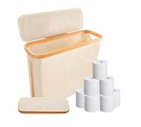 Bosiyrggrl Toilet Paper Basket, Foldable Toilet Paper Storage Basket with Lid, Toilet Paper Storage Rack Creamy White