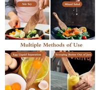Bosiyrggrl Wooden Stirring Spatula Kitchen Tools Spurtle Set 6 Pcs,Natural Wood Wooden for Cooking