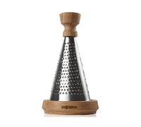 Boska Table Grater Oslo/with Oak Handle / 3 Cutting Edges/Semi-Hard to Hard Cheeses/Brown/Silver / 10.6"