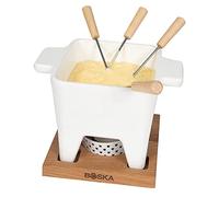 Boska Tapas Fondue Set Bianco L - for Cheese Fondue & Hot Sauces - Small Fondue Sets - with Base and Tea Light - Microwave Safe - 20.3 fl oz