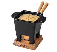 Boska Fondue Set Nero - Tapas Mini Fondue Set on Tea Light - 300 ml Volume for 175 gr Melted Cheese - Inc. Fondue Forks - Microwave- and Dishwasher Safe